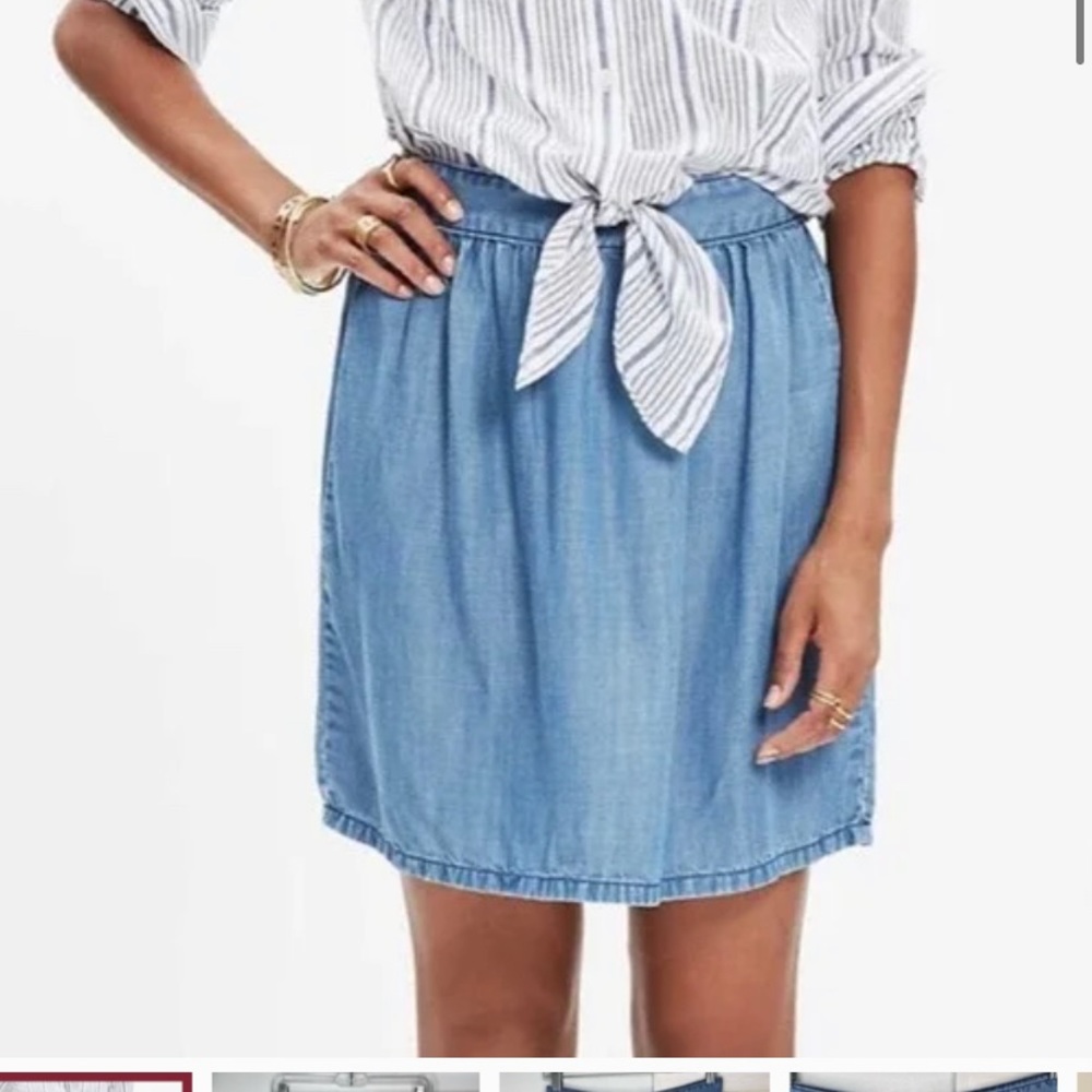 MADEWELL Chambray Super Soft Denim Mini Skirt with Back Zipper
